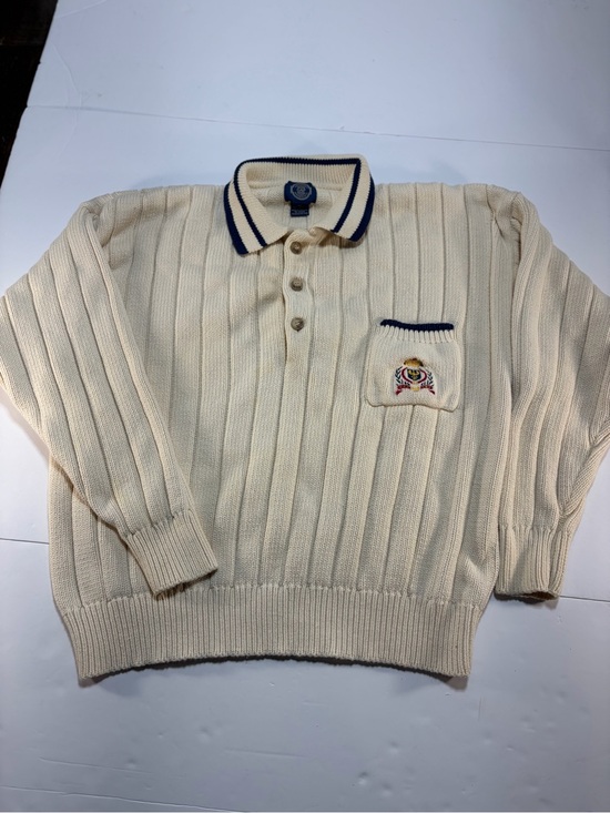 GAP Other - Vintage 90s GAP Crest Knit Polo Sweater Ivory Men's XL Old Money Preppy